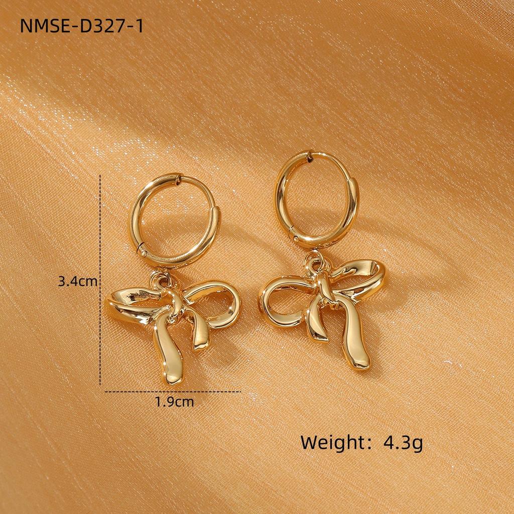 GEMCHIC Women's Sweet Bowknot Stainless Steel Earrings 18K Gold Plated Fashion Jewelry