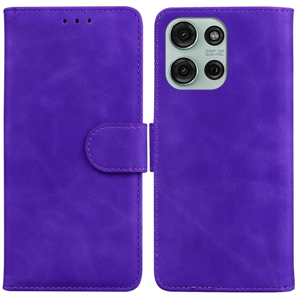 For Motorola Moto G75 5G Case Solid Color Leather Wallet Phone Cover