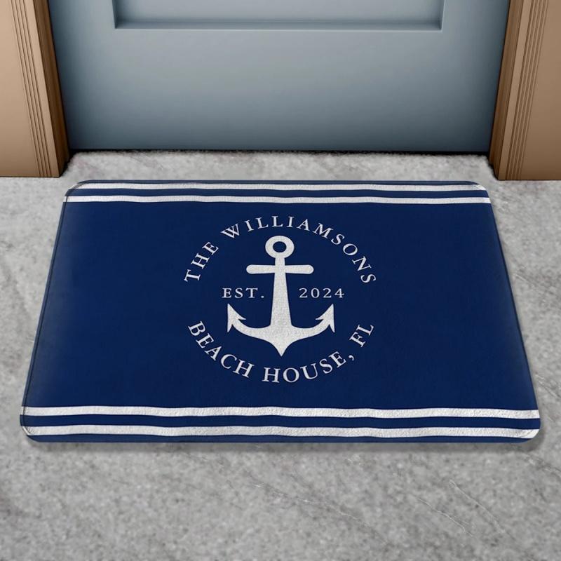 Добро пожаловать Абоаро Название Вашей лодки Так как Коврик для пола Персонализированный Морской ковер Коврик для двери Входной ковер для ванной Приветственный коврик
