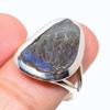 Кольцо из натурального лабрадорита, необработанный драгоценный камень, стерлинговое серебро 925 пробы, S.9 K8N14