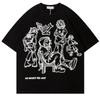 Y2K Street Hip Hop Pattern Harajuku Cartoon Print Men's and Women's Fashion Casual Cotton T-shirt