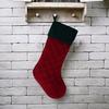1Pc Plaid Pattern Red Green Christmas Stocking Flannel Fine Texture Stocking Gift Bag Home Decor