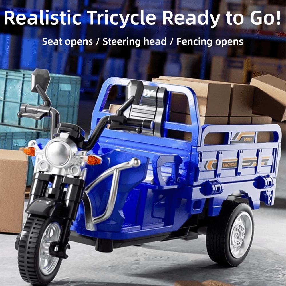 Plastic Inertia Tricycle Model Inertia Driving Pull Back Truck Realistic Toy Car Kids Toys