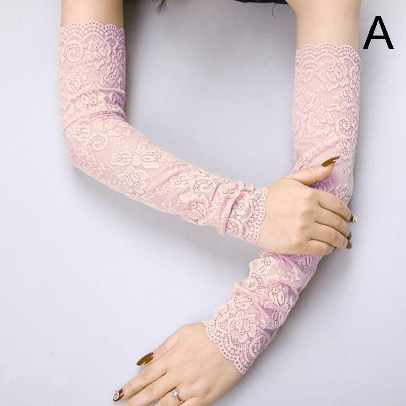 1 Pair Driving Gloves Summer Cuff Sunscreen Women Lace Gloves Ladies Anti-UV Long Arm Covered Scar EMA