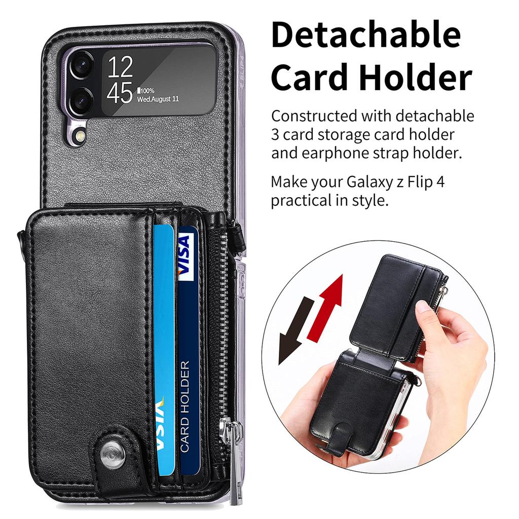 Full Protection Leather Wallet Case for Samsung Galaxy Z Flip 4 5G Flip4 Flip3 Flip 3 Zflip4 Card Pocket Mobile Phone Cover