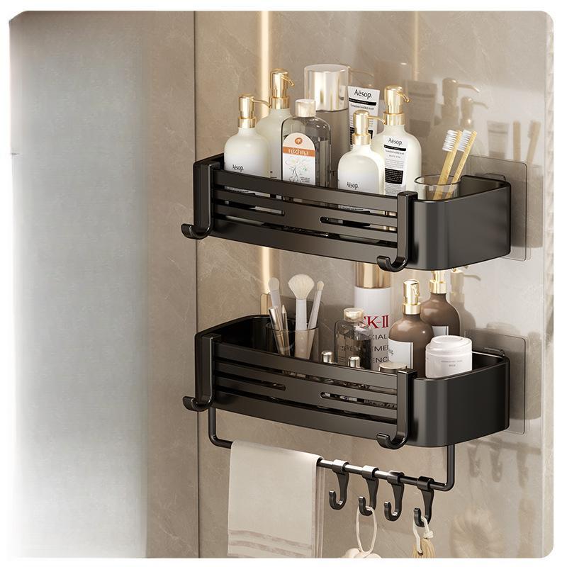 Aluminum Alloy Bathroom Shelves Punch-free Thickened Tripod Wall-mounted Corner Shelf Bathroom Accessories Shower Organizer