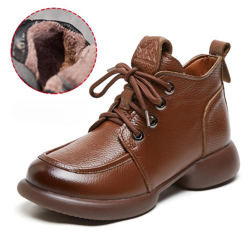 Winter Warm Ankle Boots for Women Slip-on Faux Fur Lined Platform Low Chunky Heels Short Booties Women's Fleece Lined Lace-Up Snow Boots With Zipper