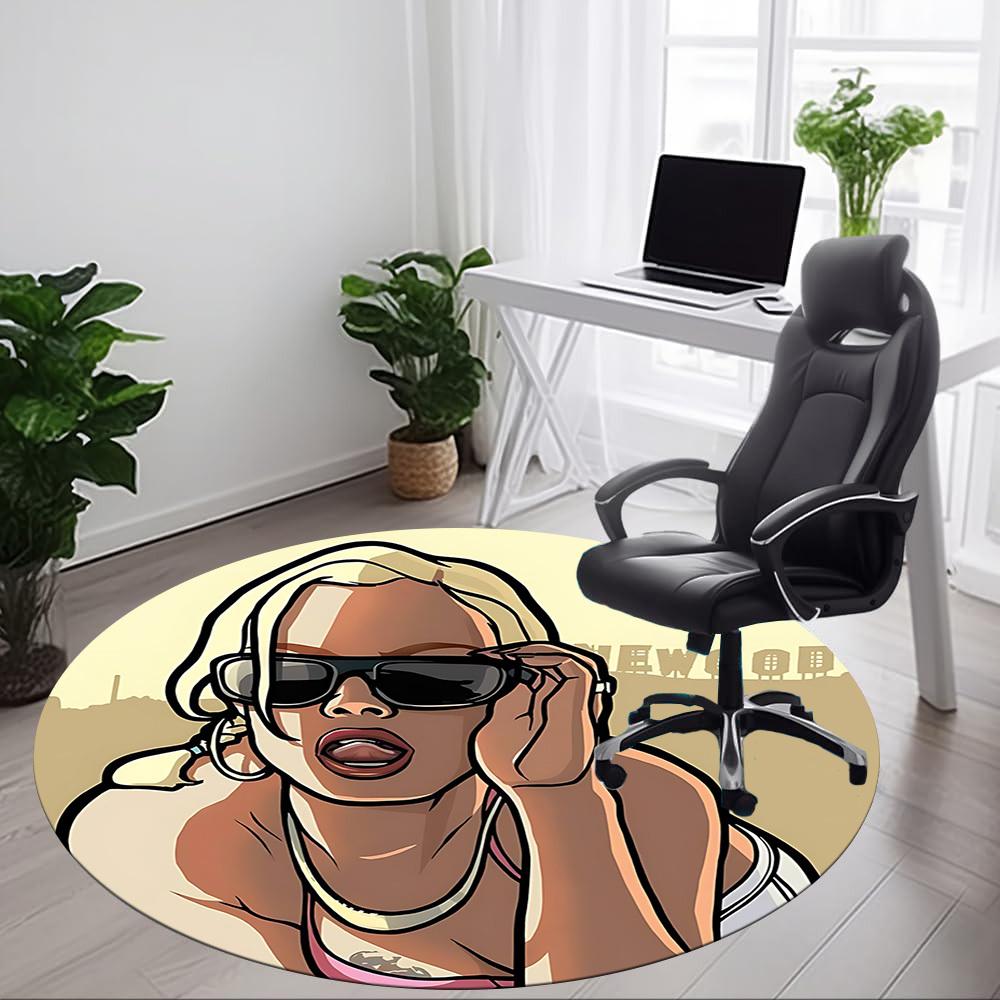 1 шт. Круглый ковер GTA V Office, Коврик для помещений, Подходит для офиса, спальни, гостиной, домашнего декора, Декор комнаты a0926047