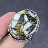 Драгоценный камень Яшма Зебра 925 стерлинговое серебро Подарочное ювелирное изделие Кольцо Размер 10