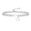 A-Z Initial Cuban Chain Bracelets for Men, Silver Color Stainless Steel Cross Charm Bracelet, Letter Alphabet Fashion Jewelry