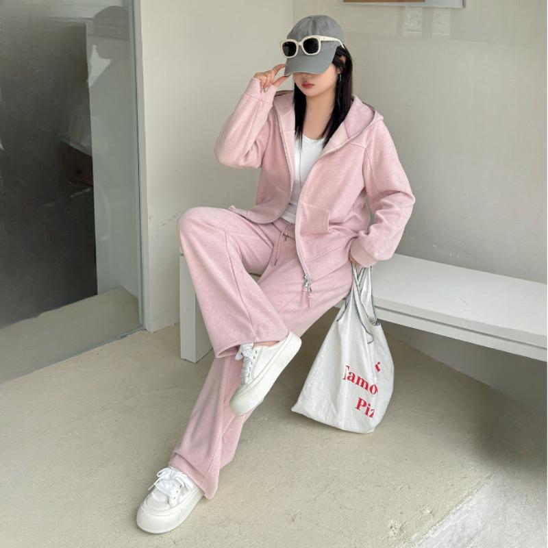 Женский повседневный спортивный костюм больших размеров, весенний свитер с капюшоном, широкие брюки, костюм из двух частей