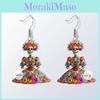 Halloween And Flower Skull Pattern Women Earrings For Festival Celebration