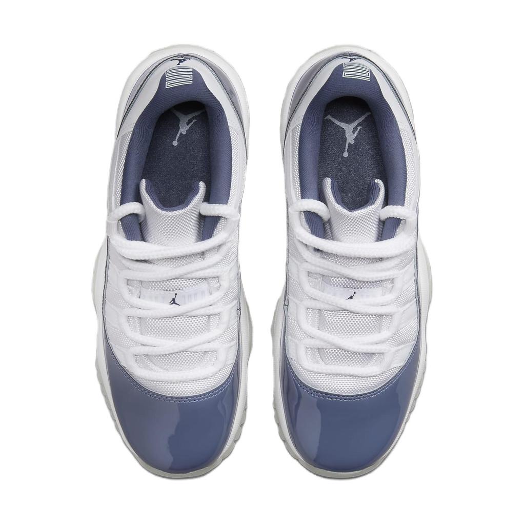 Кроссовки Air Jordan 11 Retro Low GS Diffused Blue Kids, белые, темно-синие, футбольные, серые FV5121-104