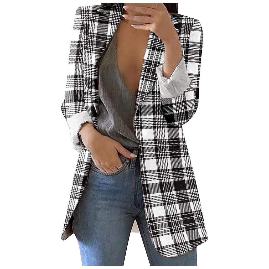 Women's Fashion Lapel Printed Jacket Temperament Casual Suit Jacket