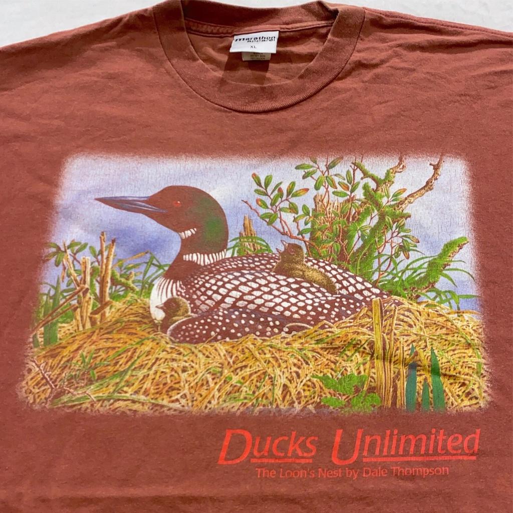 vtg 90s DUCKS UNLIMITED THE LOON’S NEST ART T-Shirt XL soft dale thompson