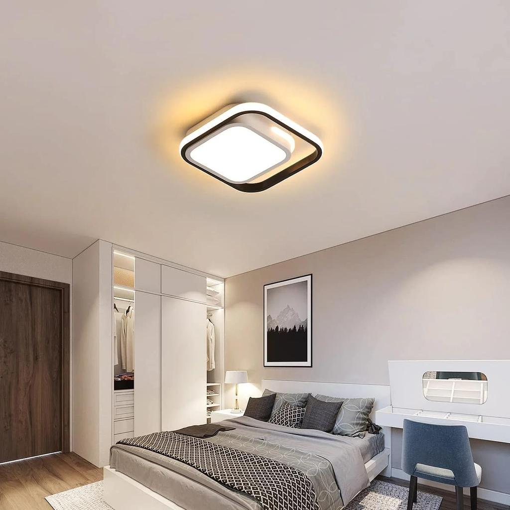 Светодиодный потолочный светильник, квадратный потолочный светильник, современный потолочный светильник, белый акриловый и металлический потолочный светильник для спальни, гостиной, кухни