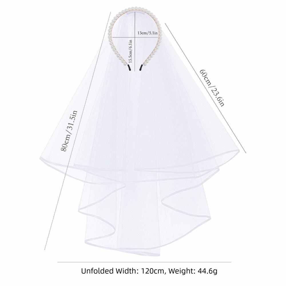 Элегантный свадебный головной убор Повязка на голову с жемчугом по краю Премиум Свадебная фата Помолвка