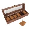 Watch Box Soft Detachable 6 Slots Large Capacity Watch Organizer Case with Glass Top for Storage Display 6 Slots