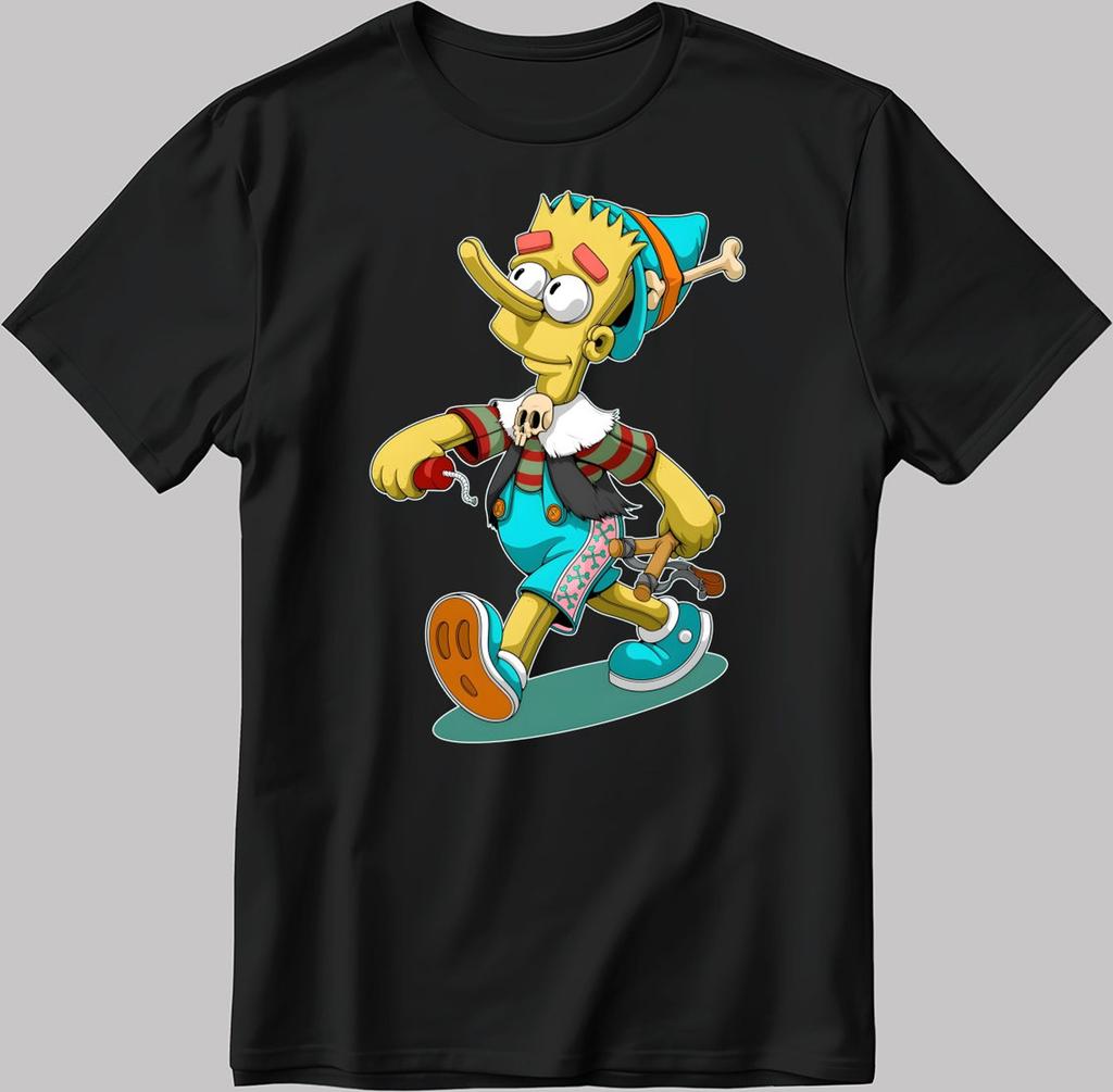 The Simpsons, Simpson drawing Short Sleeve White-Black Men's / Women's T-Shirt C232