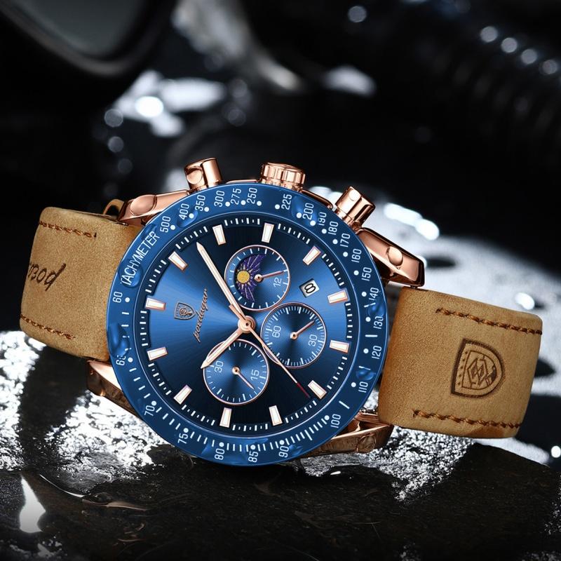 Новые повседневные часы с большим циферблатом, роскошные мужские светящиеся водонепроницаемые ультратонкие кварцевые часы с тремя секундами на дисплее, кожаные мужские часы