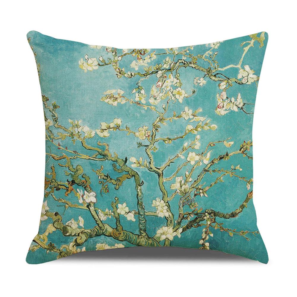 Linen Pillowcase Nordic Retro Van Gogh Oil Painting Watercolor Print Pillowcase New Home