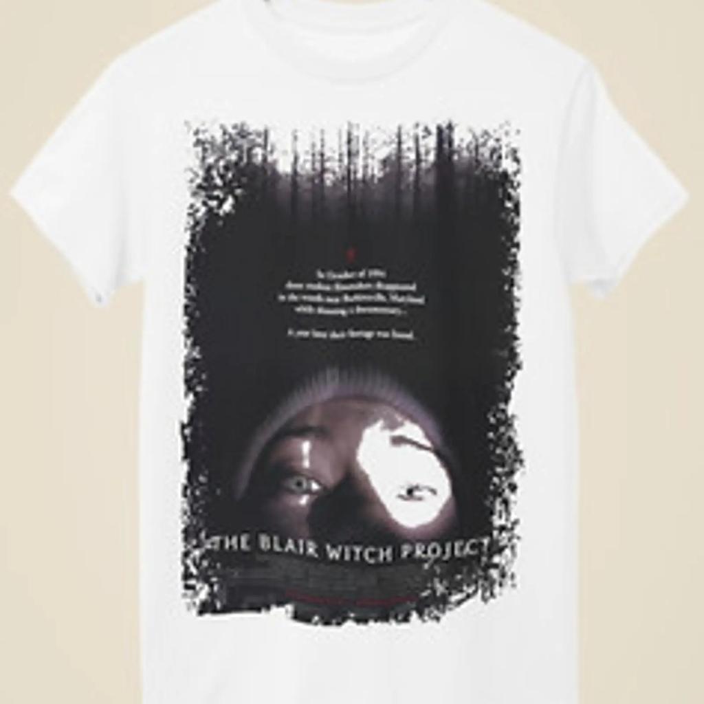 The Blair Witch Project Camiseta blanca unisex inspirada en pster de pelcula vintage Washed Versatile homme streetwear