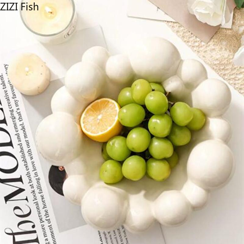 Легкая роскошная керамическая фруктовая тарелка для свадебной вечеринки, ореховые закуски, фруктовая тарелка, украшение для гостиной, украшение для хранения домашней посуды