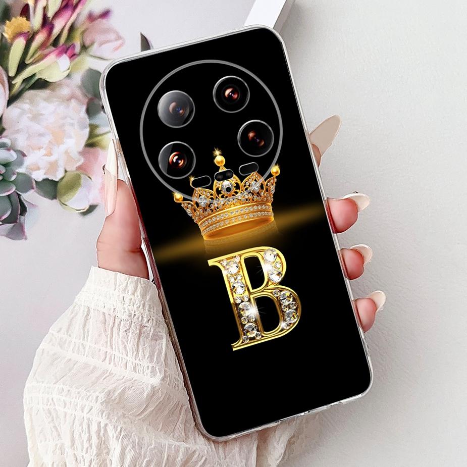 For Xiaomi 14 Ultra Case Mi 13 Ultra New Crown Letters Back Cover Soft Silicone Phone Case For Xiaomi 13 Ultra Mi 14Ultra Bumper