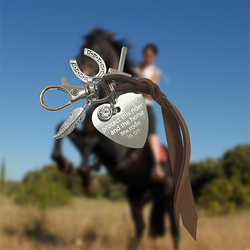 Protect This Rider And The Horse She Rode In On-Saddle Charm Fashionable Keychain Saddle Heart Charm Equestrian Riding Gift