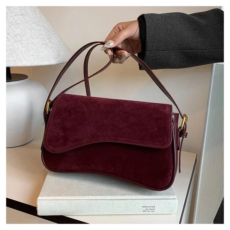 Роскошные квадратные сумки через плечо из искусственной замши, высококачественные простые универсальные классические сумки через подмышку