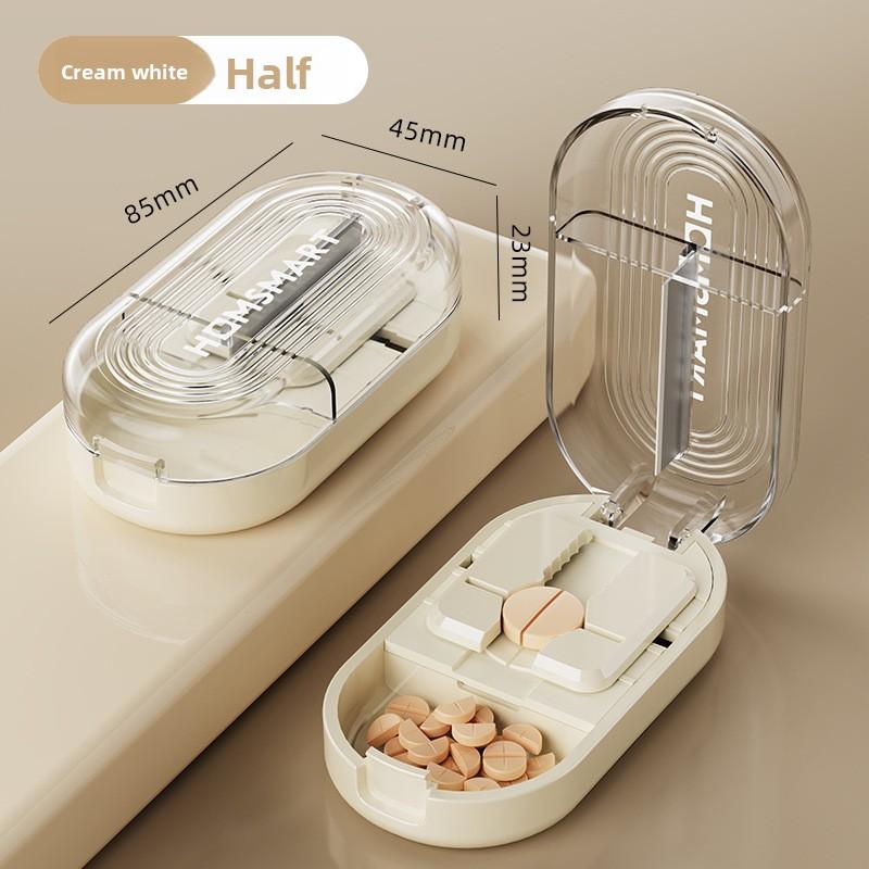 Портативный мини-резак и разделитель таблеток 1/2 1/4 с отделением для хранения для витаминов, лекарств, органайзер, таблетница