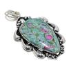 Ruby Fuchsite Lab-Created Handmade 925 Sterling Silver Pendant 2.64" T4F73