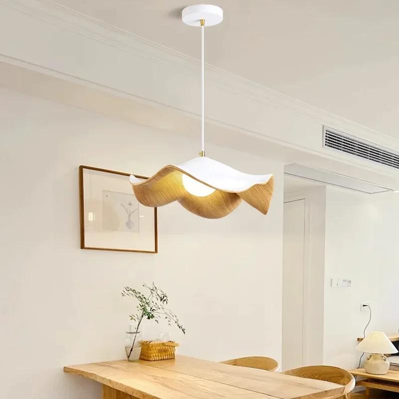 W2557 Cream Style Bedroom Living Room Decoration Ceiling Pendant Lamp Nordic Minimalist Flower Light Wabi Sabi Dining Table Chan
