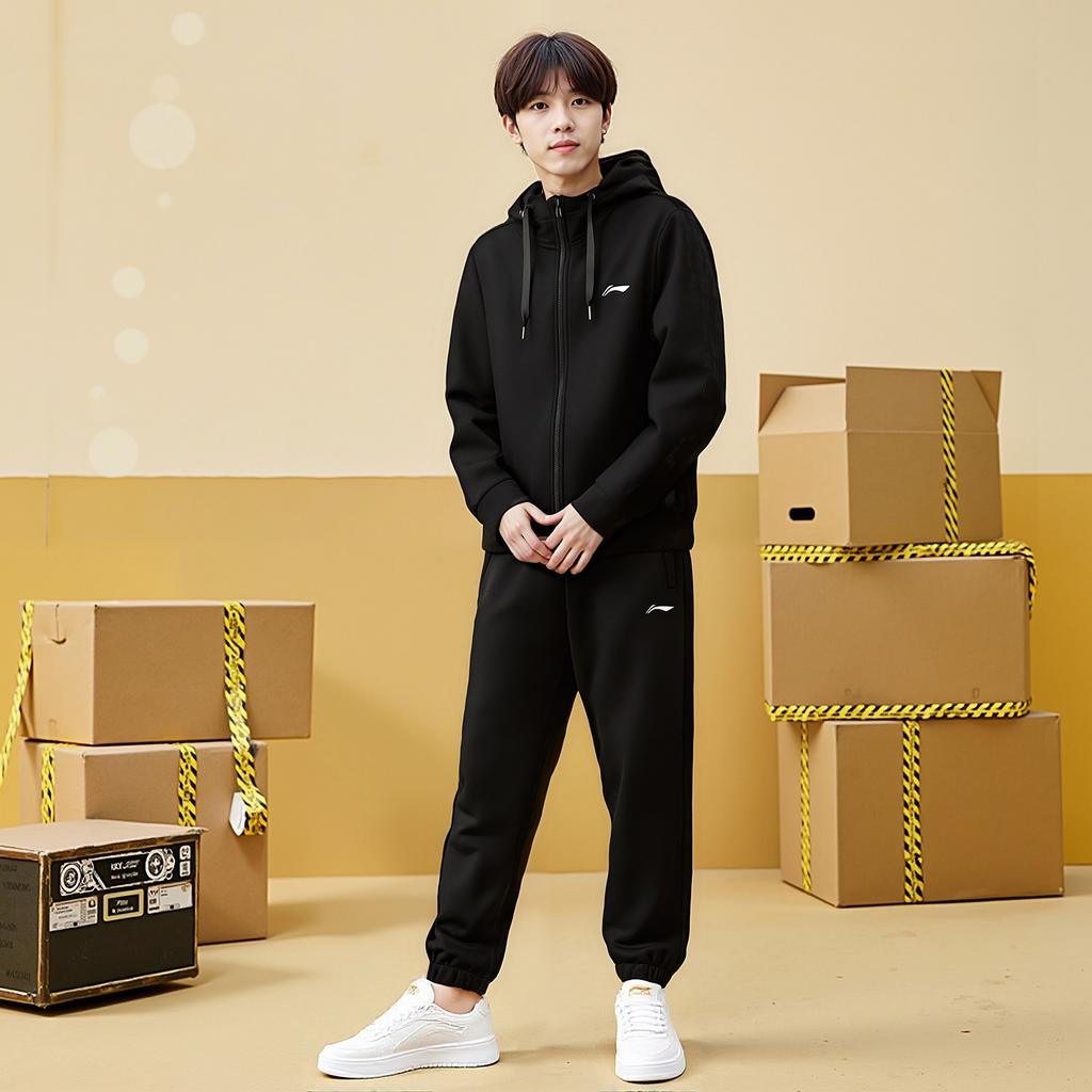 Мужские вязаные спортивные штаны Li Ning Черные AKLVC97-1