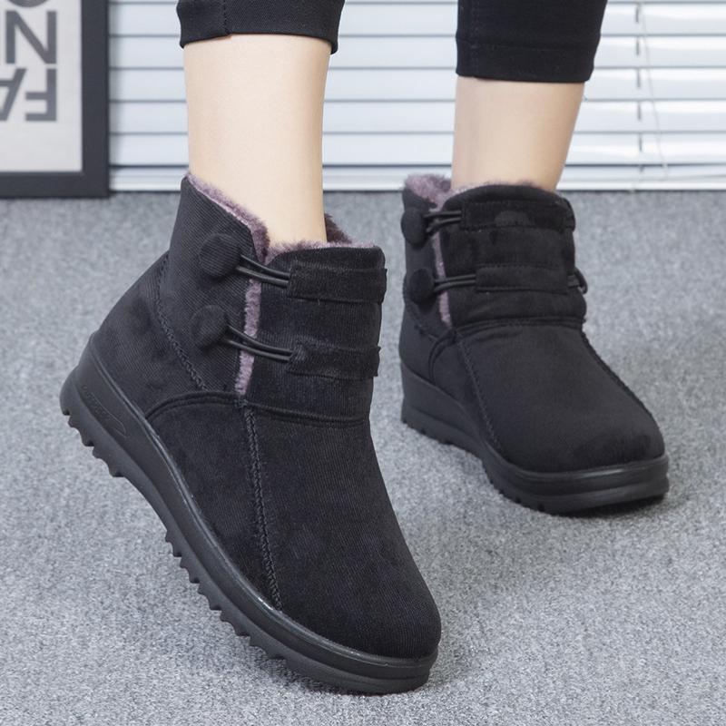Модные женские зимние сапоги 2025 года, новые нескользящие теплые ботинки, повседневные плюшевые ботинки на платформе, женские высокие нескользящие хлопковые туфли