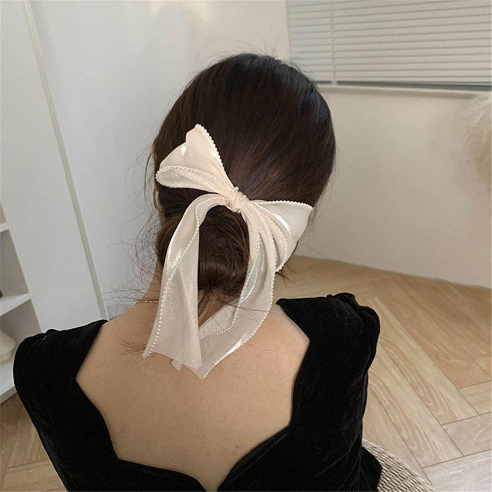 Для женщин и девочек стример с жемчугом, милые бантики для волос, заколки для волос, заколки для волос, головные уборы, заколки с бантом, заколки