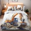 Boys Excavator Bedding Duvet Cover King Bed Engineering Construction Vehicles Digger Kids Boys Quilt Cover Set with Pillowcase