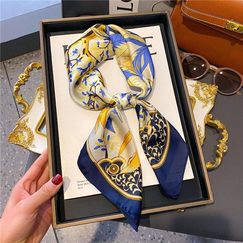 70*70cm Silk Shawl Square Printed Scarf Women Satin Neck Hair Band Soft Neckerchife Kerchief Bandana Foulard