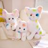Cute Rainbow Cat Plush Toy Soft Stuffed Animal Pet Baby Doll Spotted Cat Kitten Pillow Kids Girls Christmas Birthday Gift