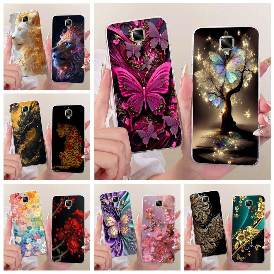 For Oneplus 3 Case A3000 Luxury Butterfly Tree Painted Cover 5.5'' Soft Silicone Phone Case For One plus 3 1+3 Oneplus3 4G Shell