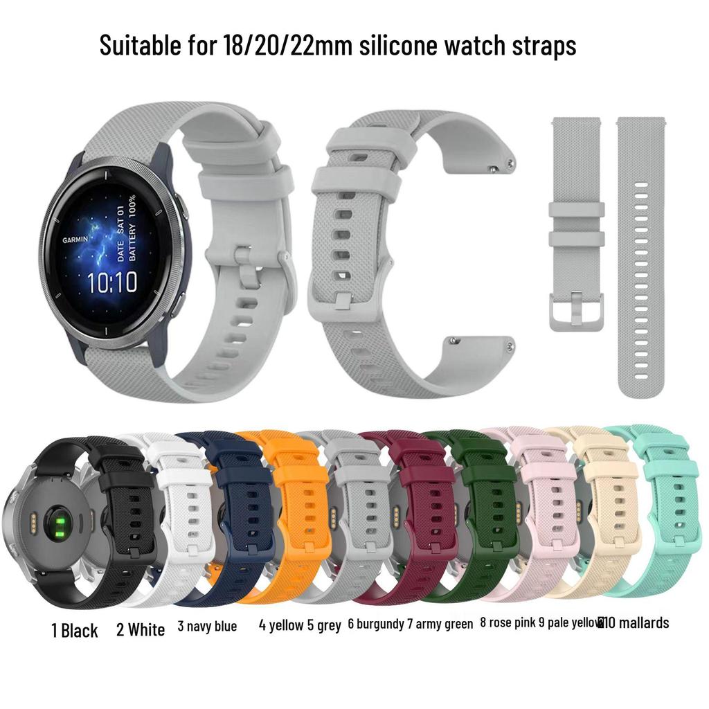 Universal Silicone Quick Release Watch Band for Samsung, Huawei, Garmin (18/20/22mm)