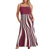 Женское длинное пляжное повседневное элегантное платье макси на тонких бретельках в полоску, сдержанное струящееся платье в стиле бохо