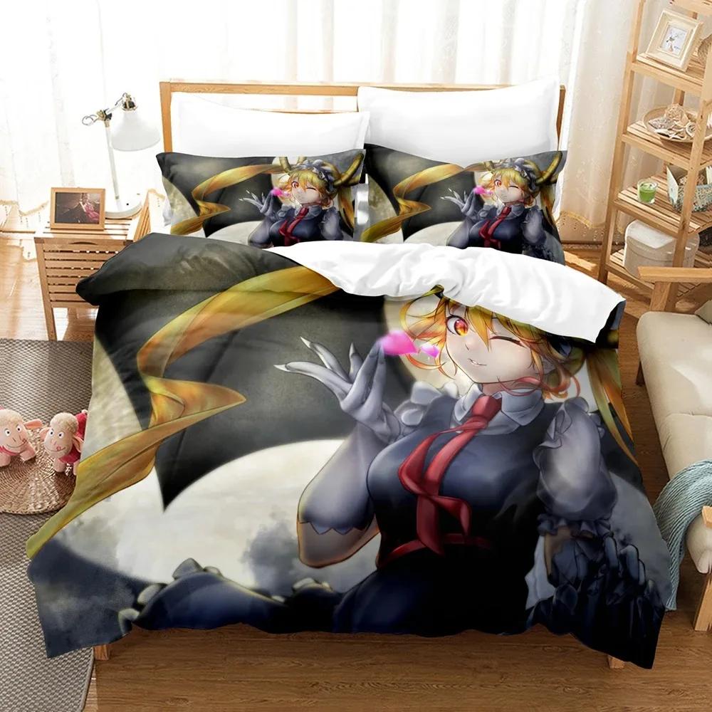 Anime Miss Kobayashis Dragon Maid Bedding Set Double Twin King Duvet Cover Comforter Pillowcase Boys Girls Adults Bedroom
