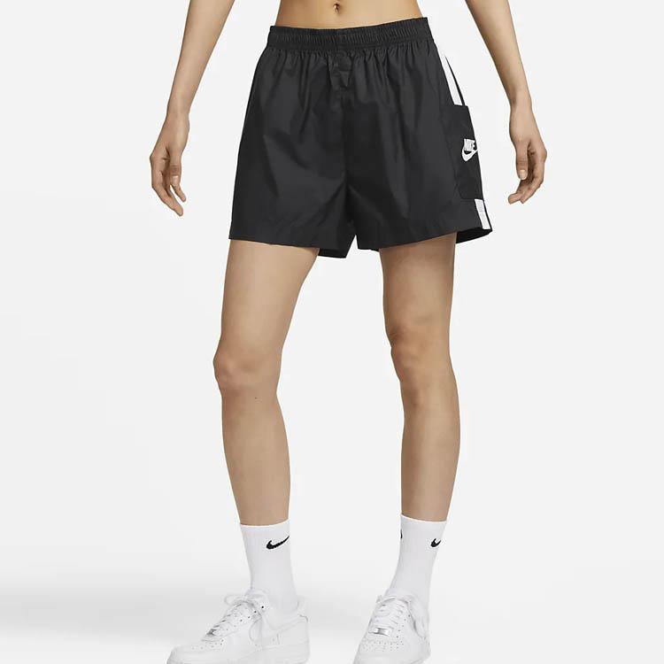 Nike Однотонные эластичные шорты с принтом логотипа Женские шорты Черные DQ3355-010