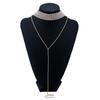 Y-shaped Rhinestone Necklace Multi-layer Long Choker Retro Multi-Layer Necklace  Party
