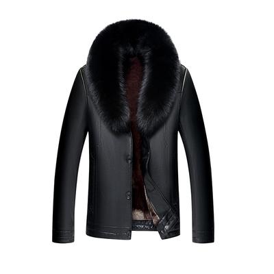 Мужская меховая короткая стильная облегающая овчина из натурального меха, универсальная мужская модная кожаная куртка с воротником из меха енота