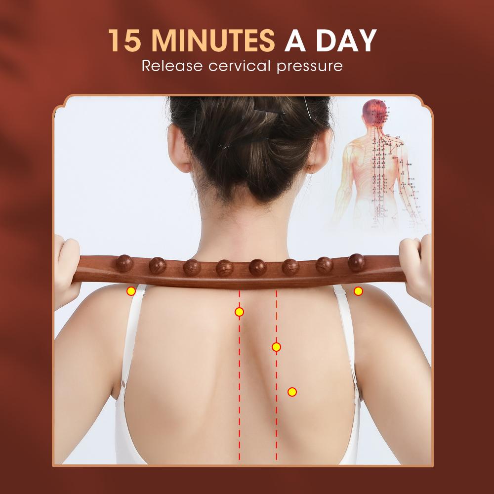 8 Beads Gua Sha Stick Wooden Body Massage Stick Handheld Abdomen Cellulite Massager Wood Full Body Massager