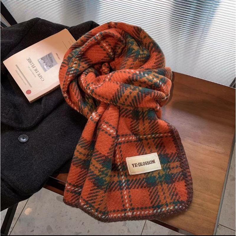 Autumn and Winter Warm British Christmas Plaid Red Scarf Men and Women Couples Enlarged Shawl Scarf Imitation Cashmere Scarf