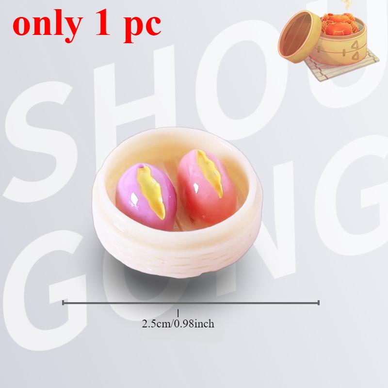 Мини-игрушки для китайского завтрака Миниатюрный набор еды для игры в димсам и пельмени для кукольного домика Смоляная еда Кухонные аксессуары