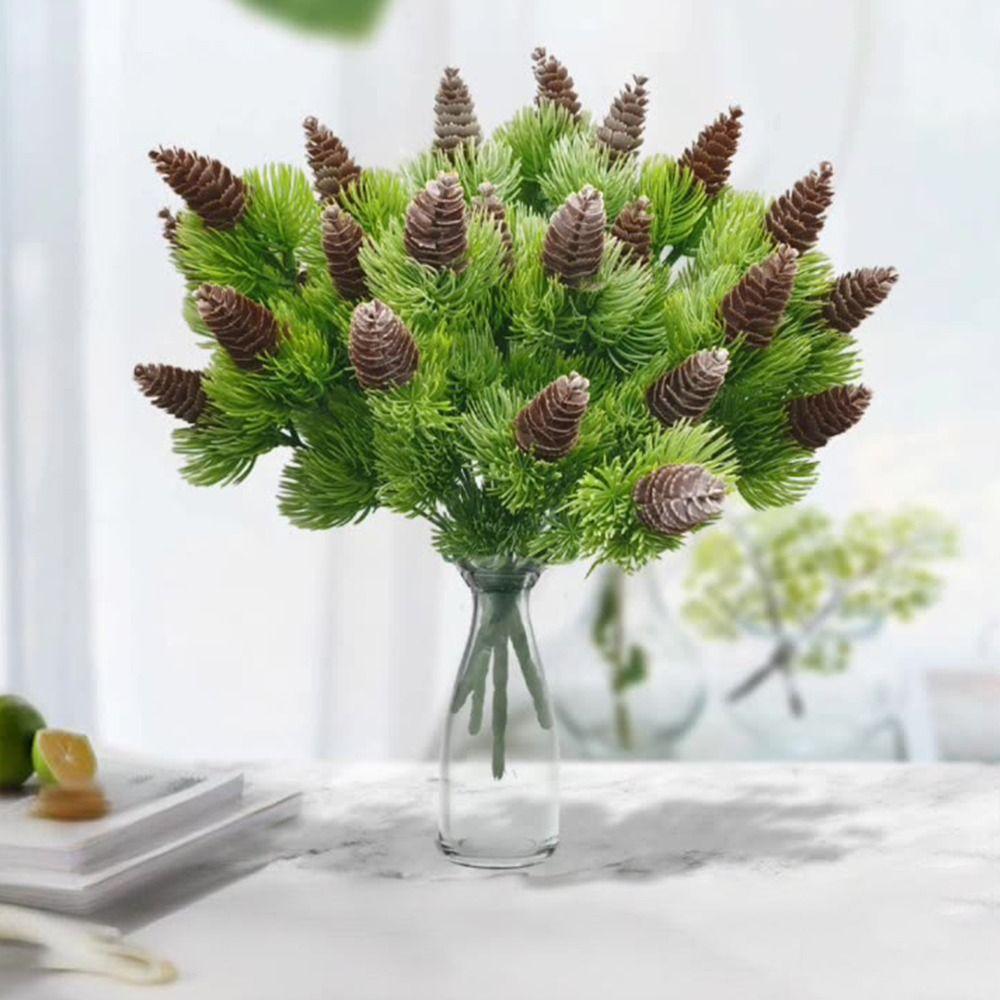 Green Artificial Pine Branches DIY Accessories Desktop Ornament Faux Pine Leaves Craft Fake Plant Fake Pine Festival Ornament
